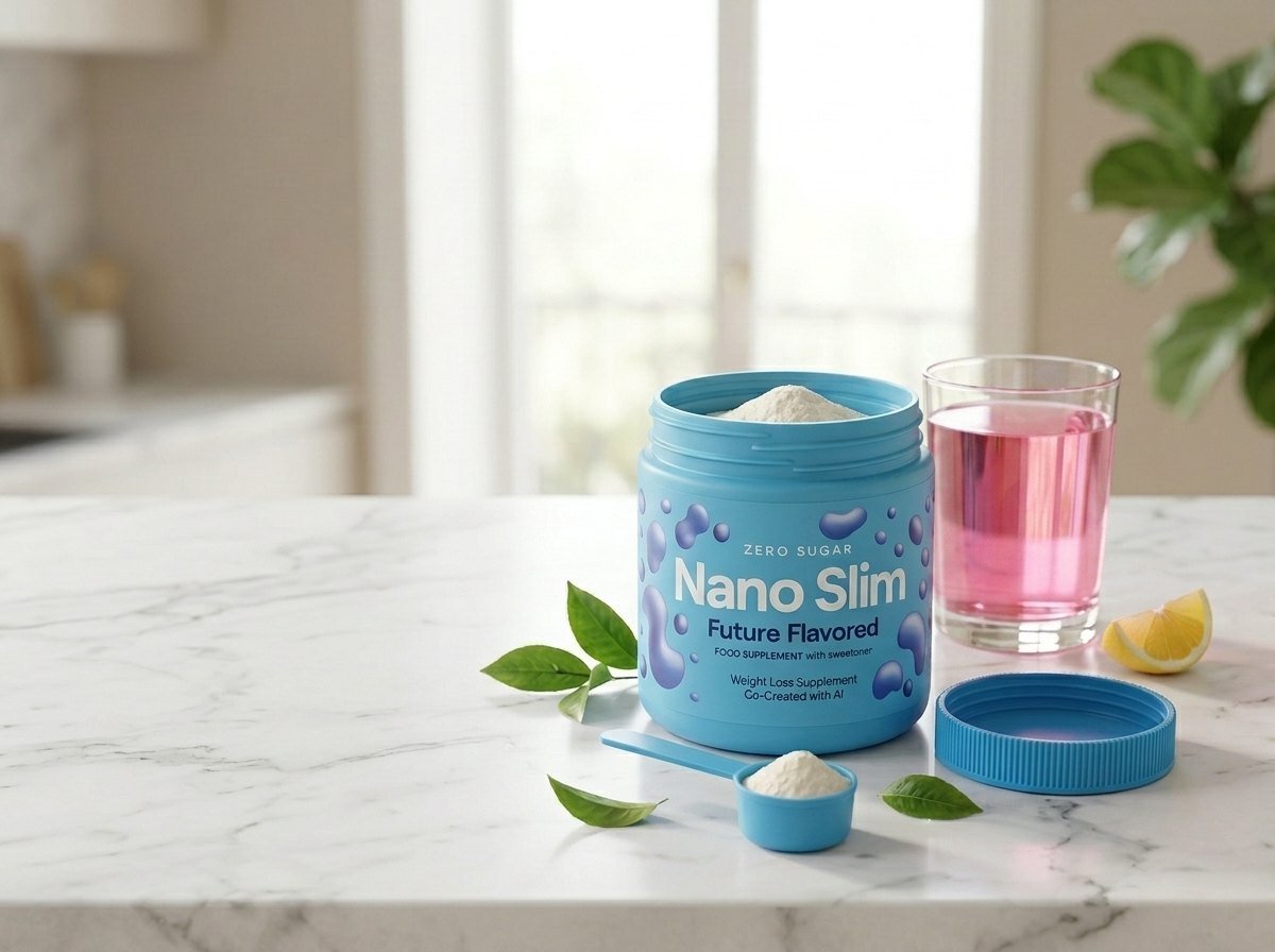 Pote Nano Slim azul, suplemento em pó